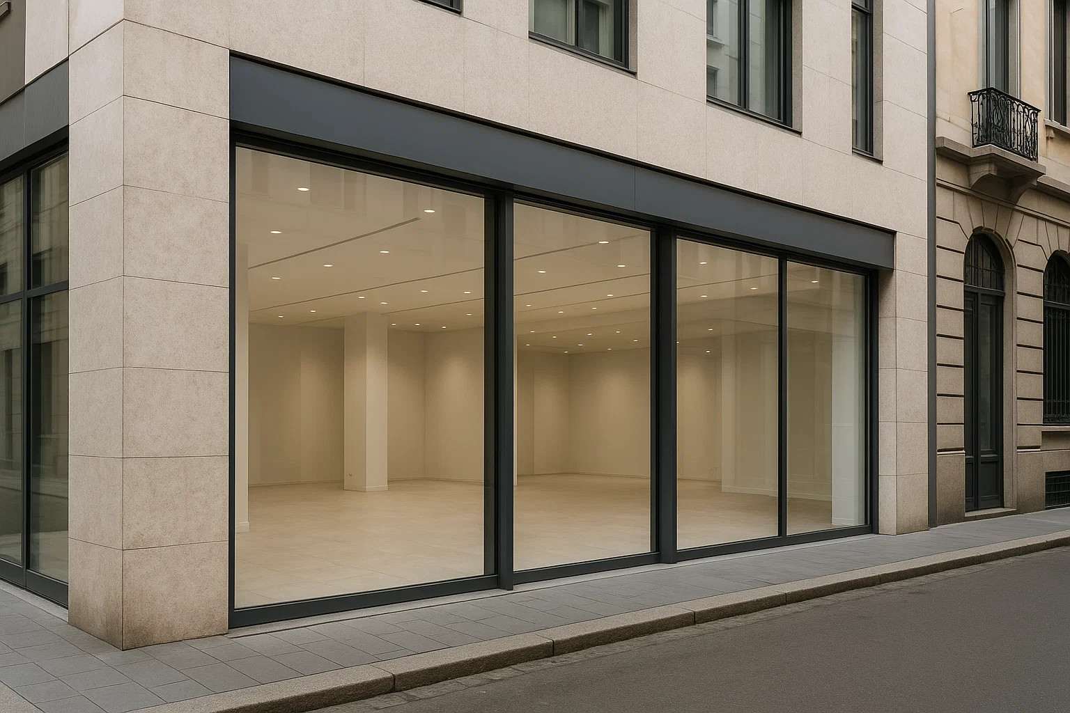 Locale commerciale moderno a Milano in affitto, situato in una zona centrale prestigiosa.